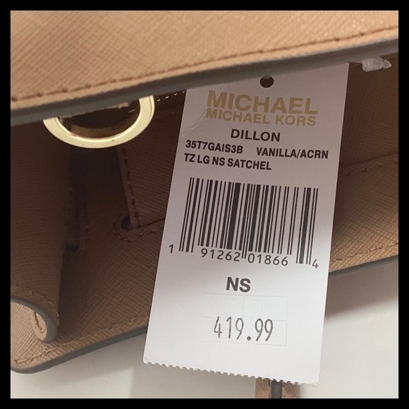 MICHAEL Kors Large Dillon Satchel Vanilla & Acorn Signature Mk - Picture 15 of 16
